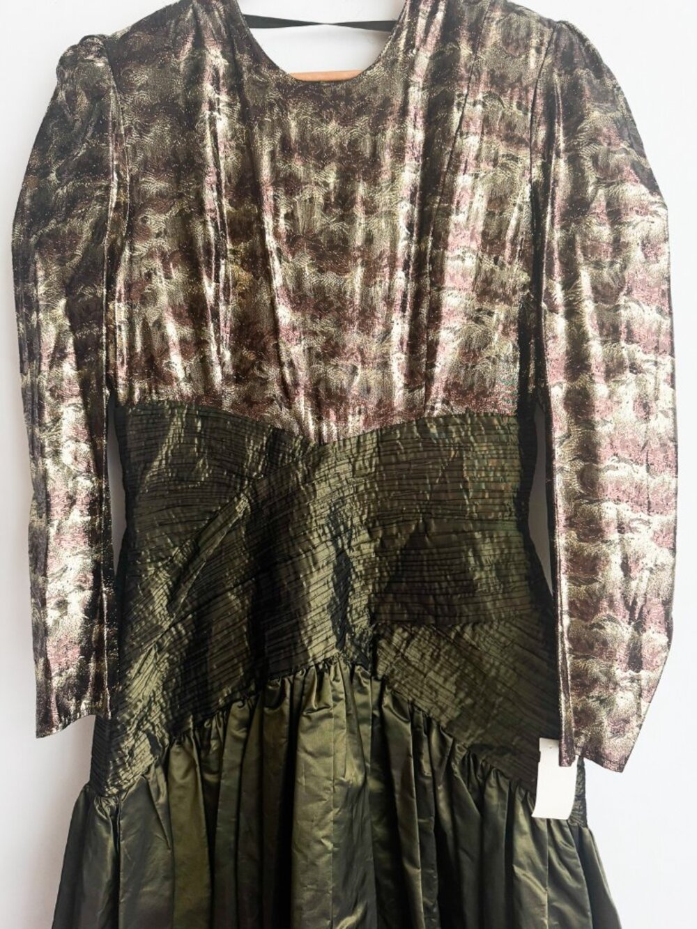 Vintage Liptons Taffeta Lurex Earth Tones Midi Prom Dress NWT 10 - Picture 8 of 11